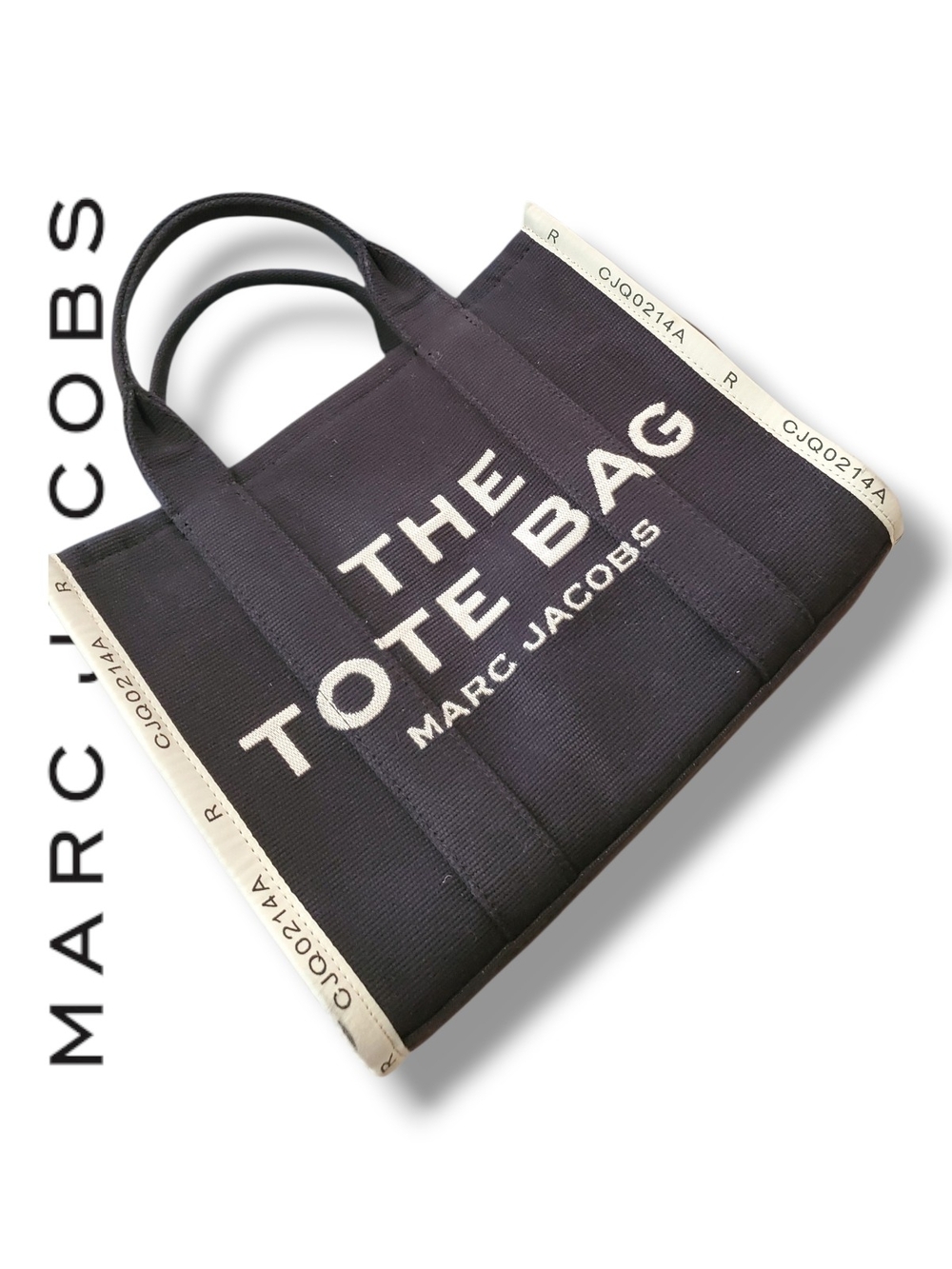 Marc Jacobs Unisex The Jacquard Medium Tote Bag Black & Cream - Picture 7 of 17